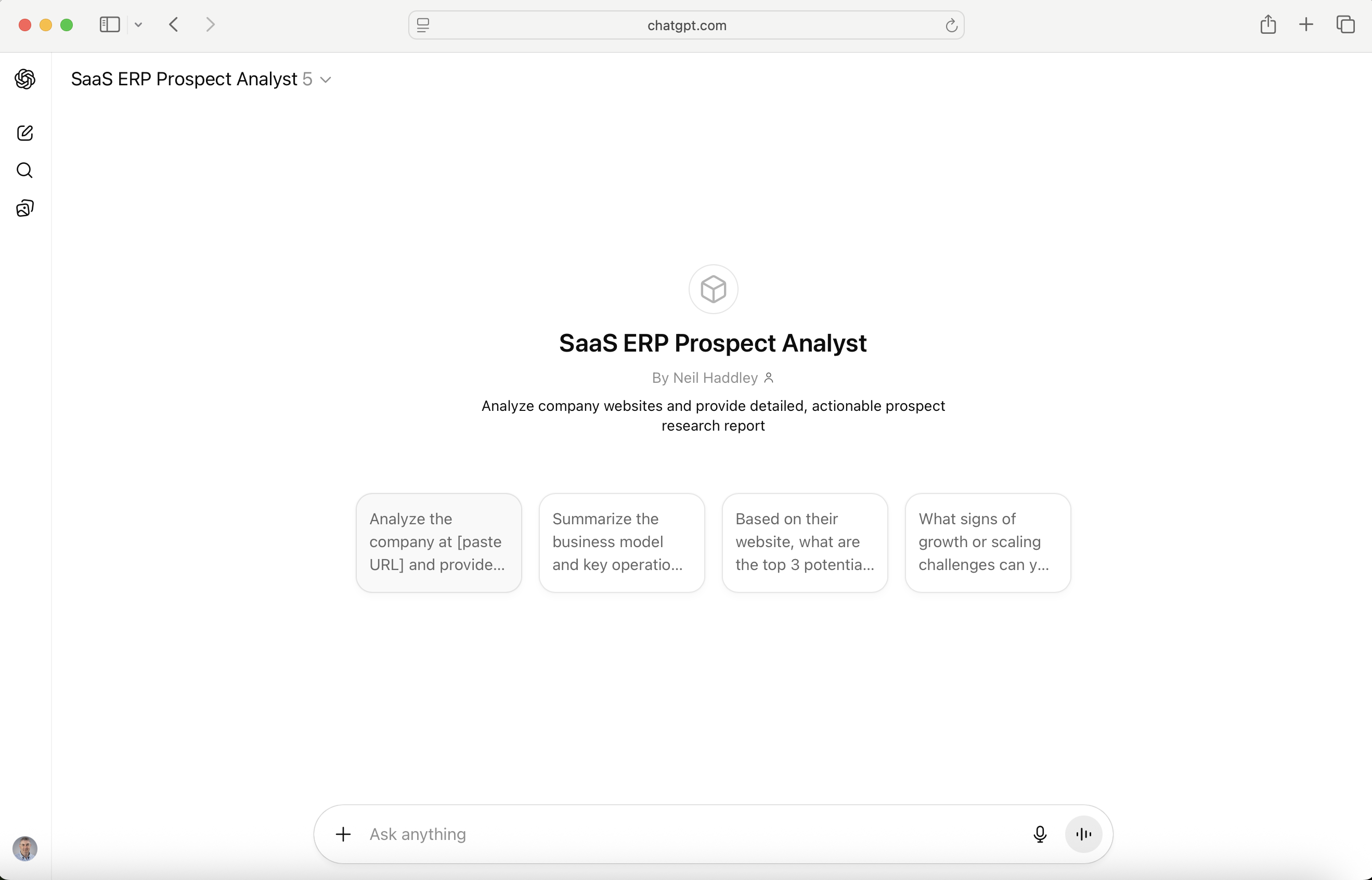 I used the link to access my custom GPT and selected a conversation starter
